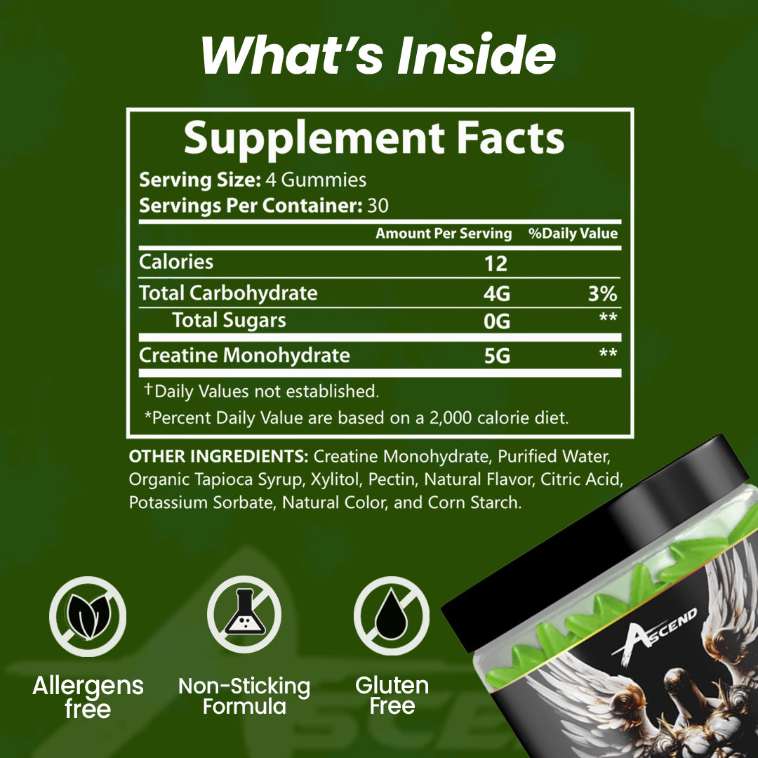 Creatine Monohydrate Gummies (5000 MG) Sour Green Apple