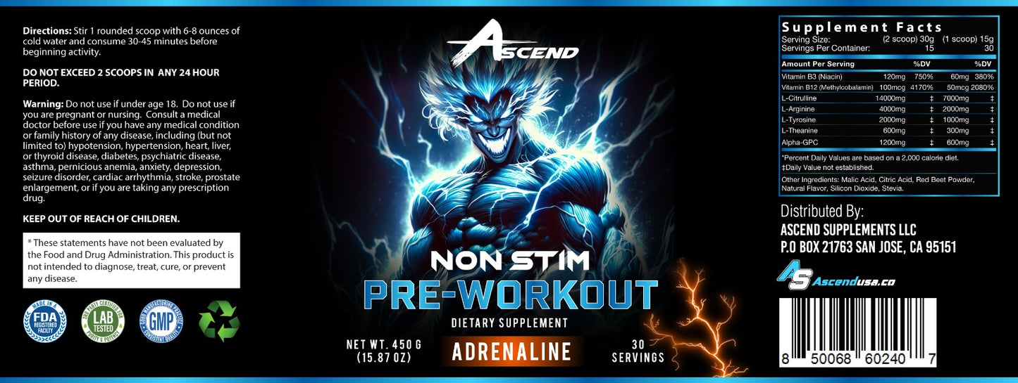 New Non Stim-Preworkout (ADRENALINE)