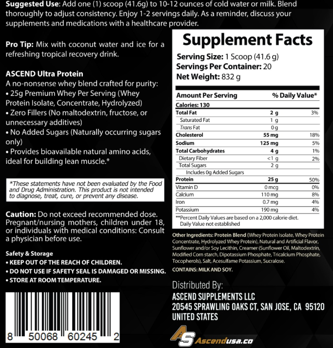 Ascend Hydrolyzed Whey Protein Isolate (STRAWBERRY MATCHA)