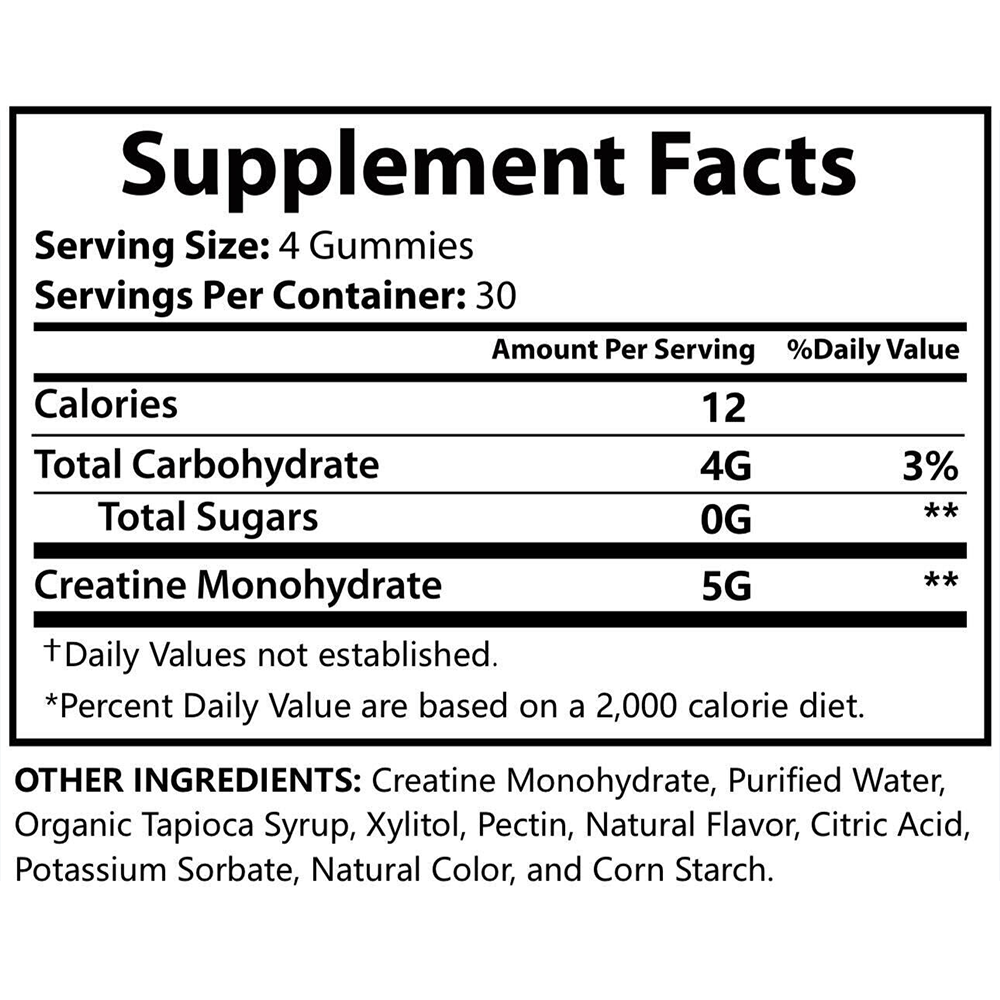 Creatine Monohydrate Gummies (5000 MG) Blue Raspberry – Ascend