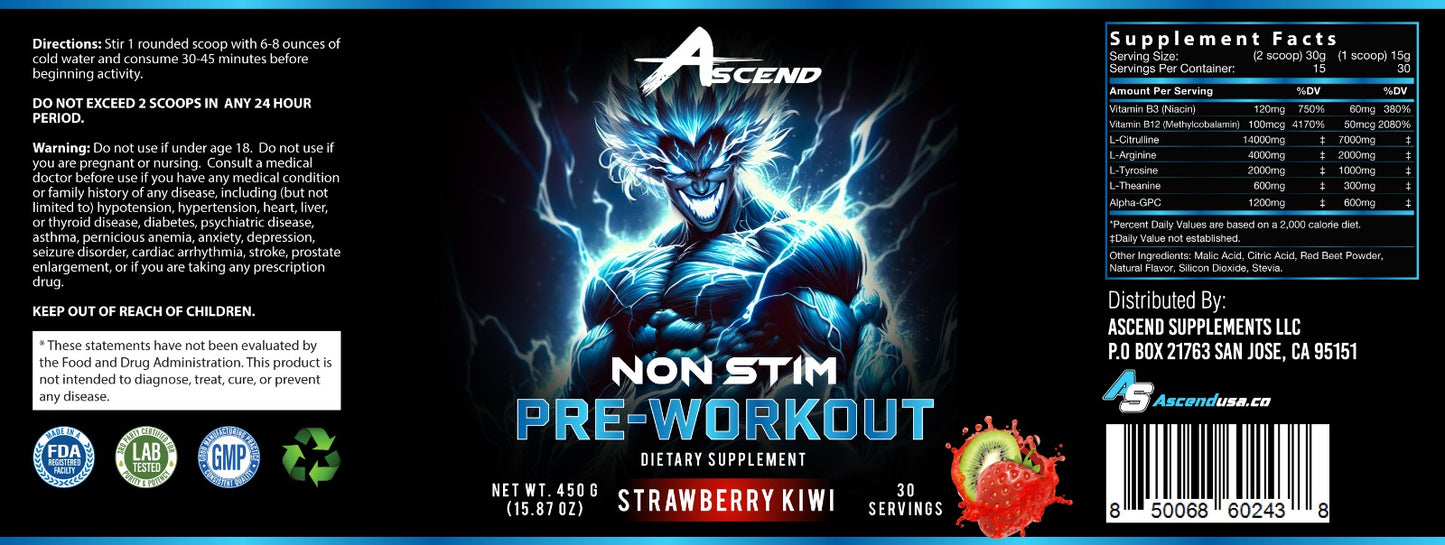 New Non Stim-Preworkout (STRAWBERRY KIWI)