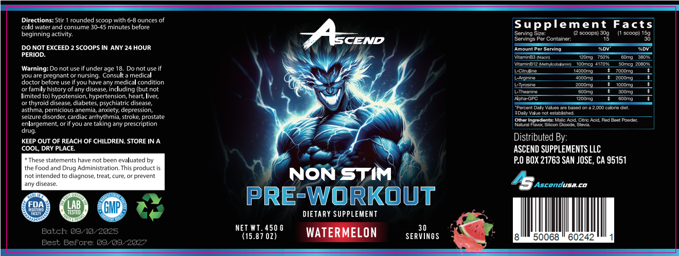 New Non Stim Pre-Workout (Watermelon)